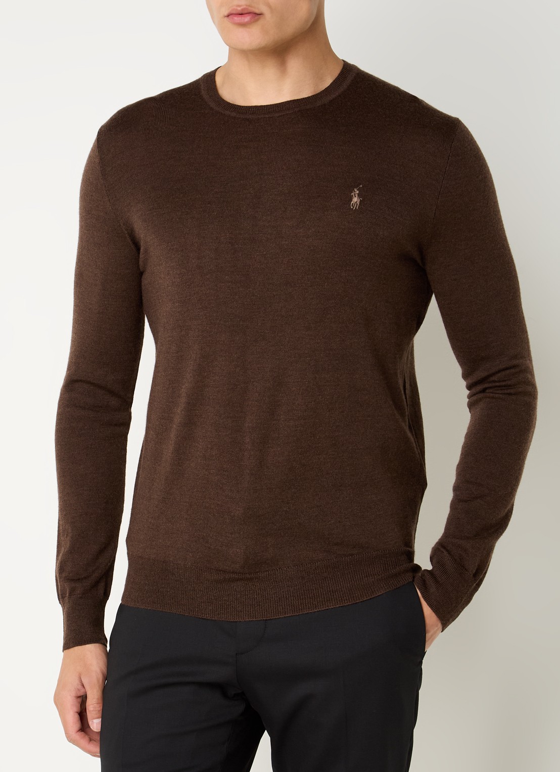 Ralph Lauren Fijngebreide pullover van wol met logo - detail 4 chocoladebruin