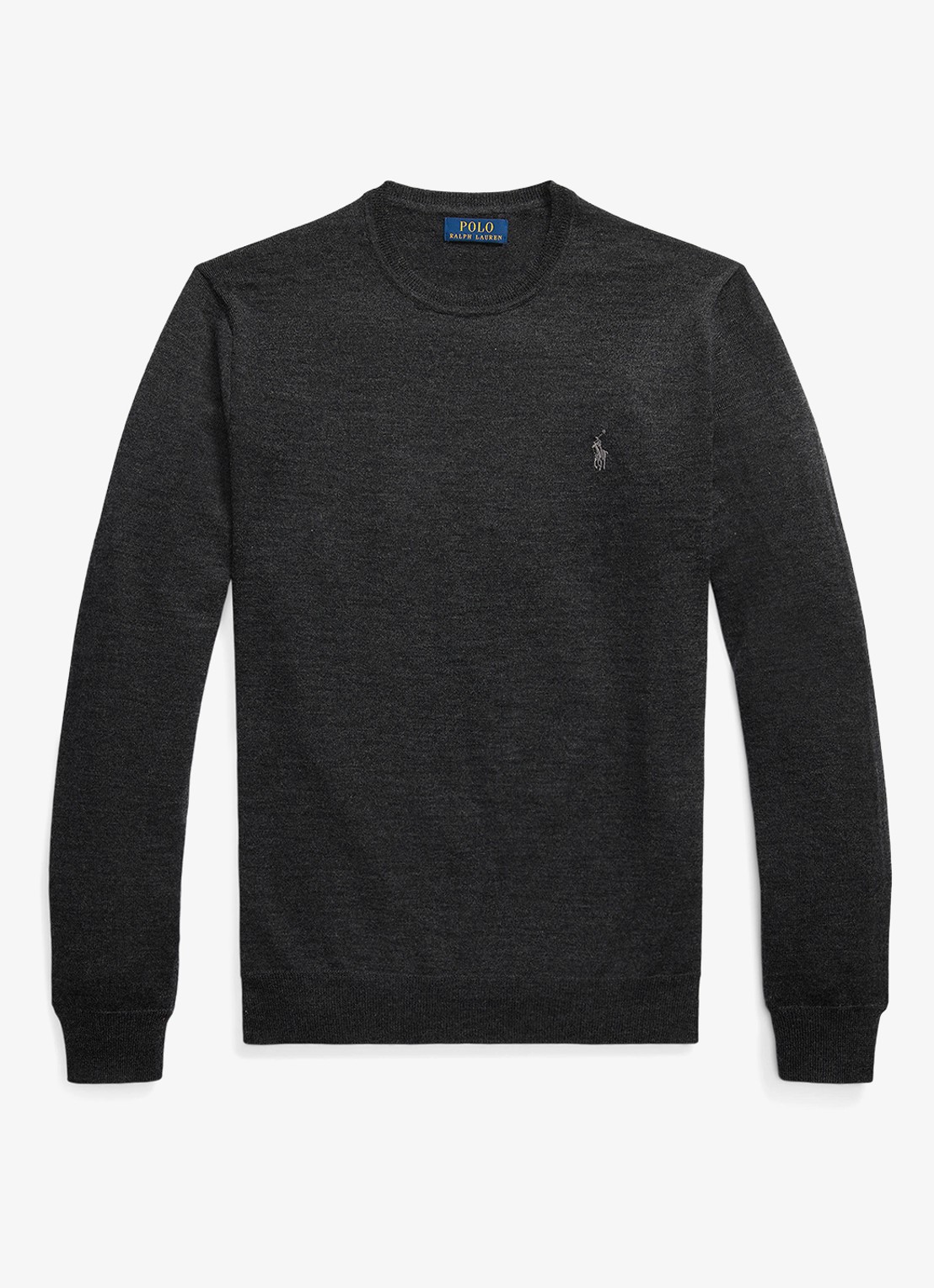 Ralph Lauren Fijngebreide pullover van wol met logo - voorkant 2 dark granite hthr / donkergrijs