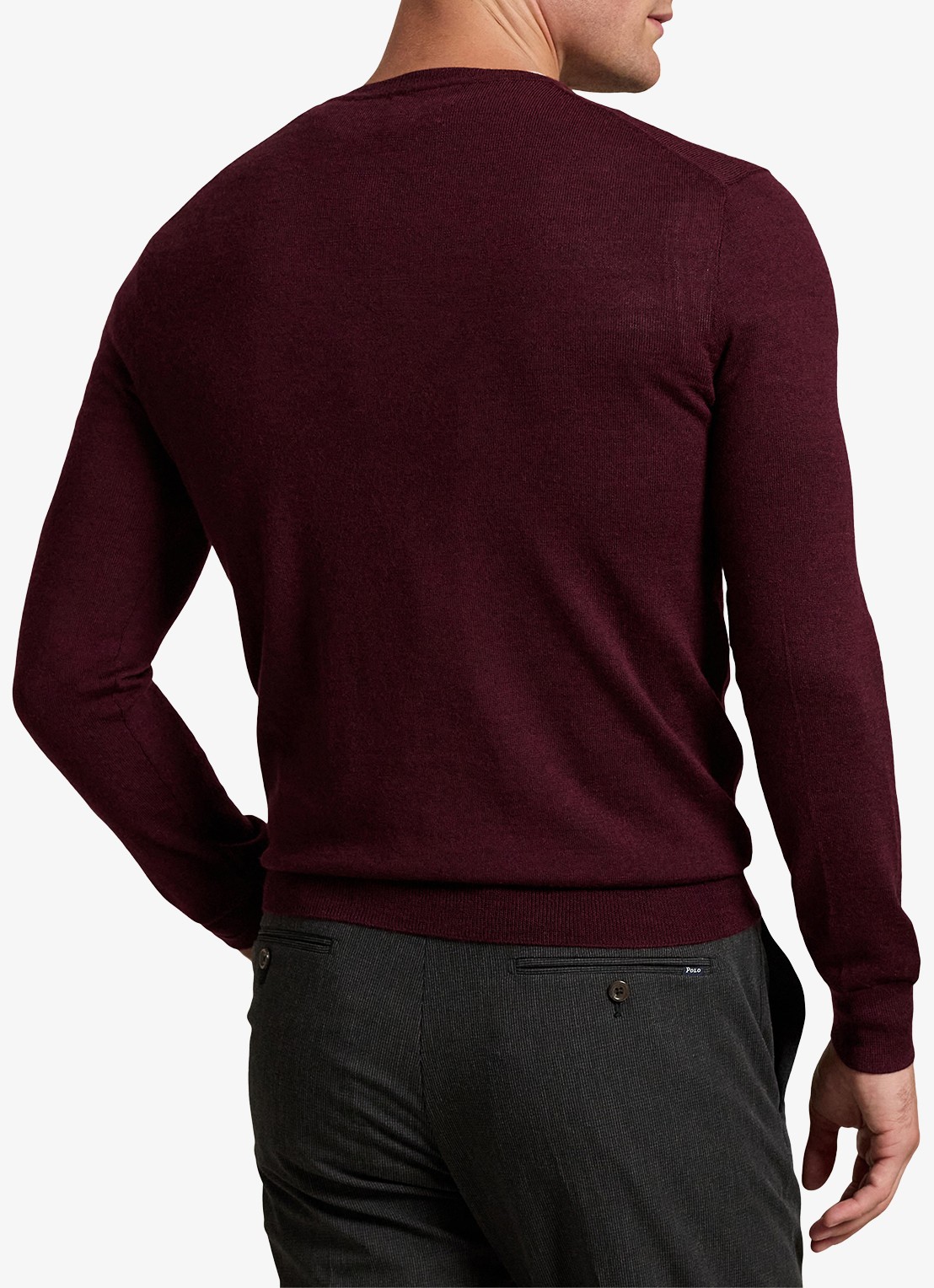 Ralph Lauren Fijngebreide pullover van wol met logo - achterkant aged wine heather / wijnrood