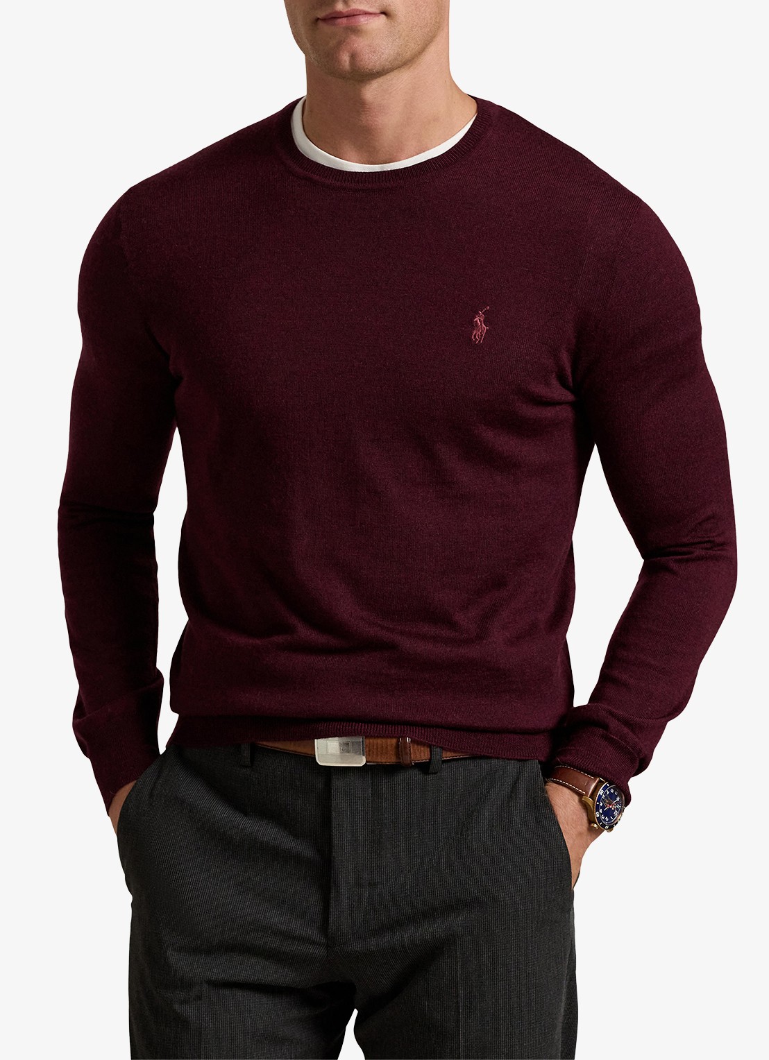 Ralph Lauren Fijngebreide pullover van wol met logo - detail 2 aged wine heather / wijnrood