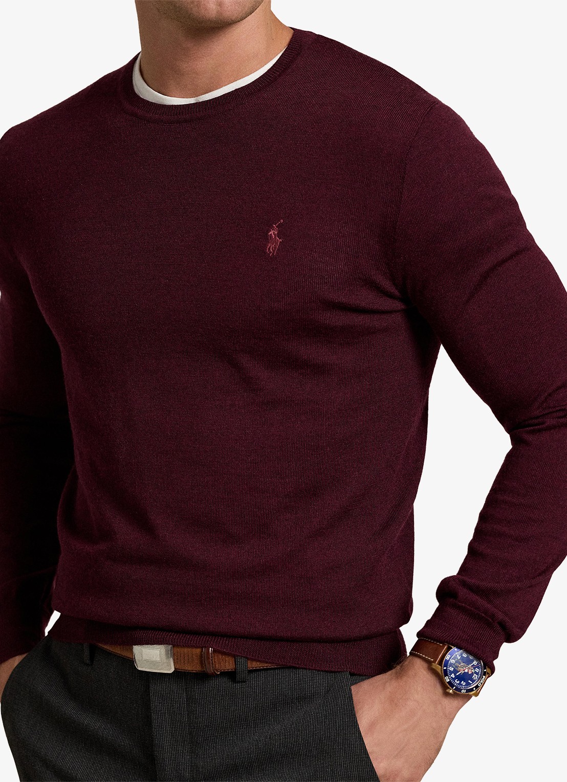 Ralph Lauren Fijngebreide pullover van wol met logo - detail 3 aged wine heather / wijnrood