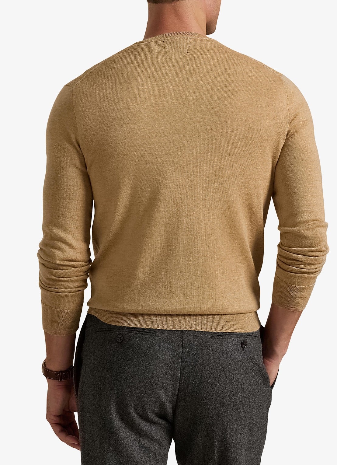 Ralph Lauren Fijngebreide pullover van wol met logo - achterkant 3 camel melange / camel