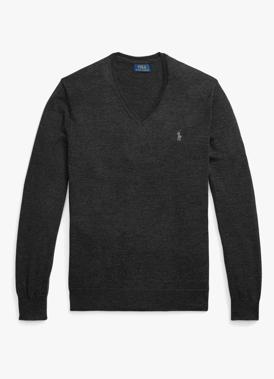 Ralph Lauren Fijngebreide pullover van wol met logoborduring - voorkant 2 dark granite hthr / donkergrijs