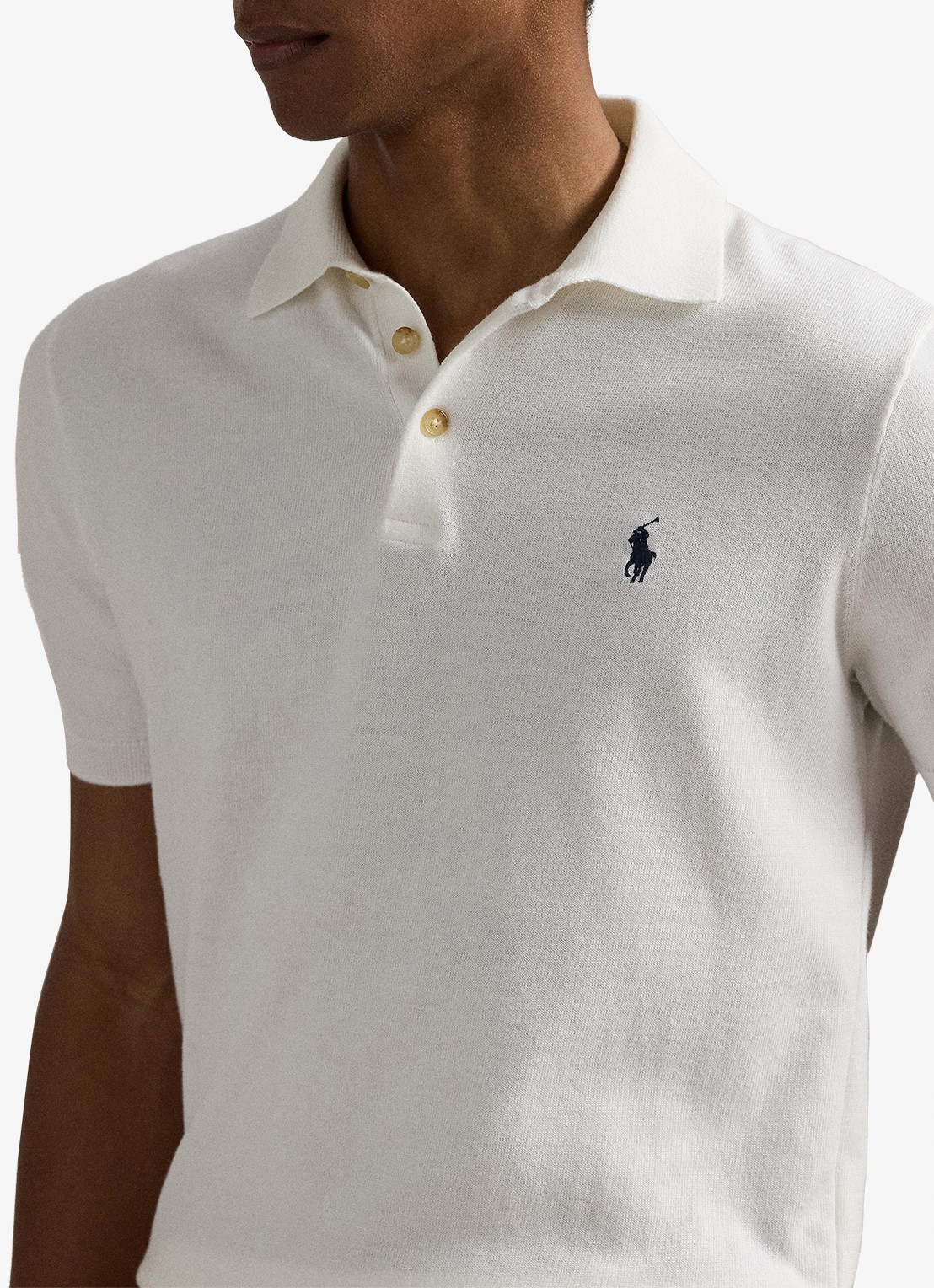 Ralph Lauren Fijngebreide slim fit polo met logo - detail 4 deckwash white / wit