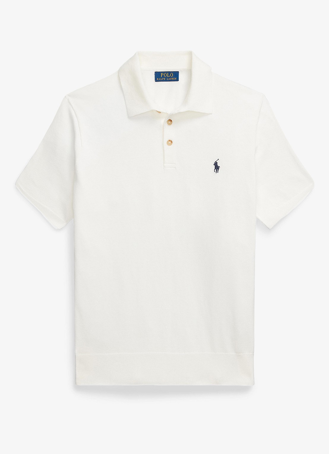 Ralph Lauren Fijngebreide slim fit polo met logo - voorkant deckwash white / wit