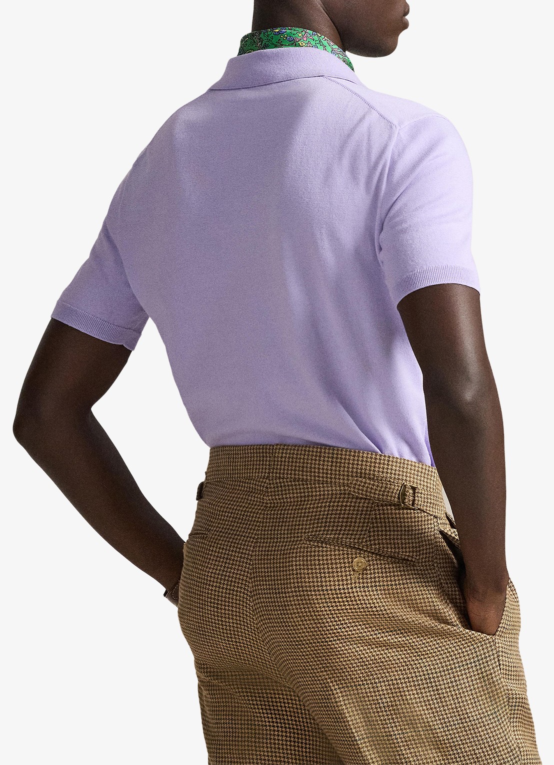 Ralph Lauren Fijngebreide slim fit polo met logo - achterkant 5 powder purple / paars
