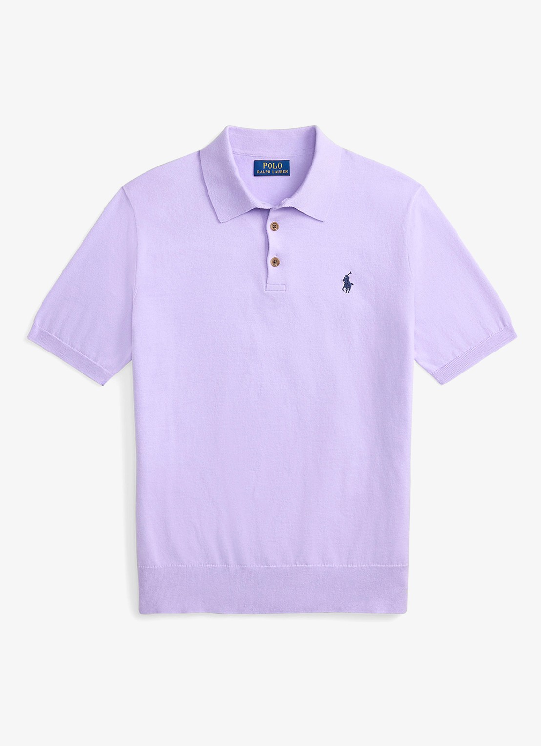 Ralph Lauren Fijngebreide slim fit polo met logo - voorkant 3 powder purple / paars
