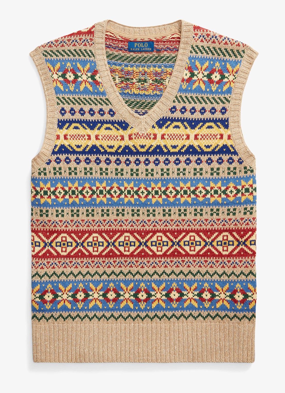 Ralph Lauren Fijngebreide spencer in linnenblend met ingebreid patroon - voorkant 2 tan combo-40jn