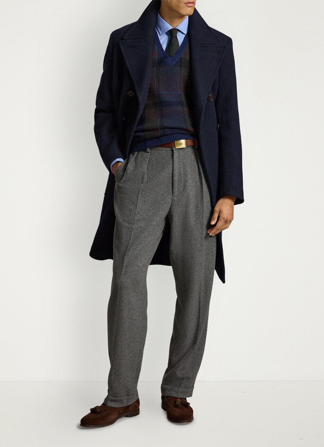 Ralph Lauren Fijngebreide spencer met ingebreid patroon - detail donkerblauw