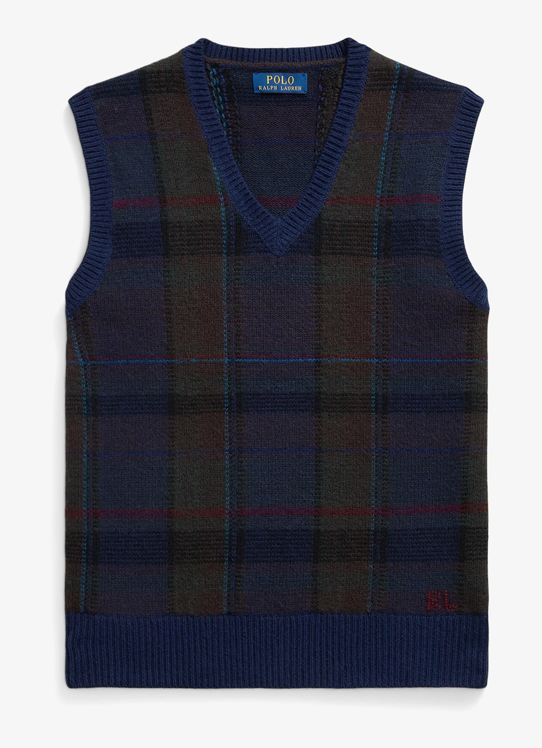 Ralph Lauren Fijngebreide spencer met ingebreid patroon - voorkant 3 donkerblauw