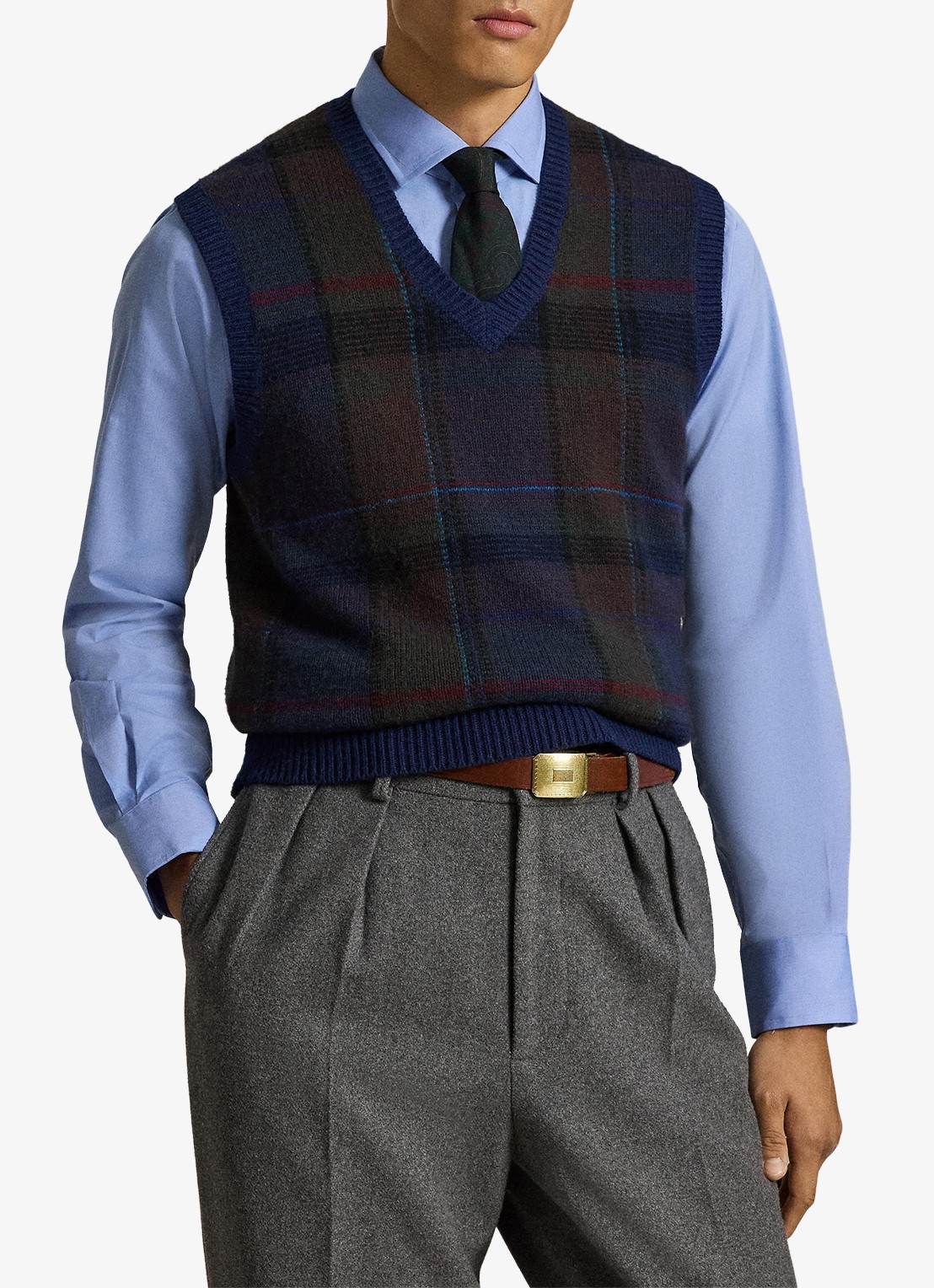 Ralph Lauren Fijngebreide spencer met ingebreid patroon - voorkant 4 donkerblauw