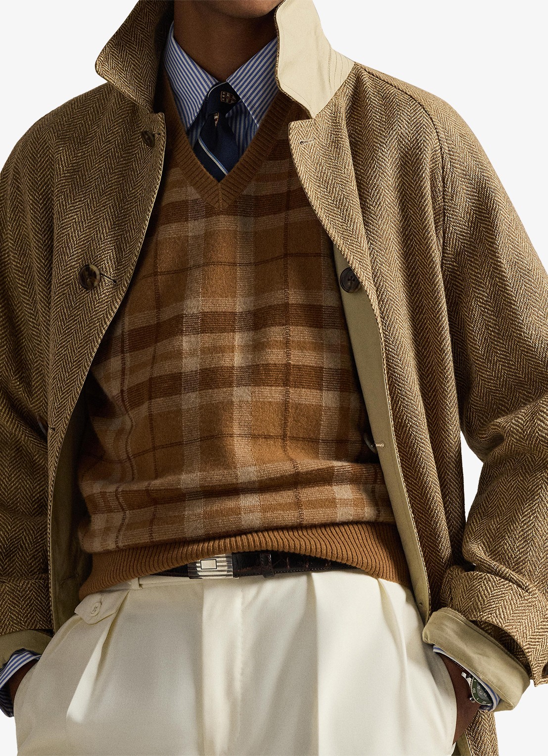 Ralph Lauren Fijngebreide spencer van kasjmier met ruitdessin - detail 2 brown combo-256z