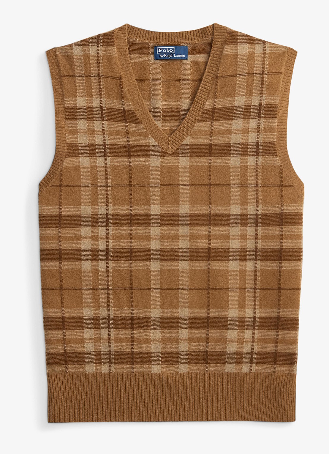 Ralph Lauren Fijngebreide spencer van kasjmier met ruitdessin - voorkant 4 brown combo-256z