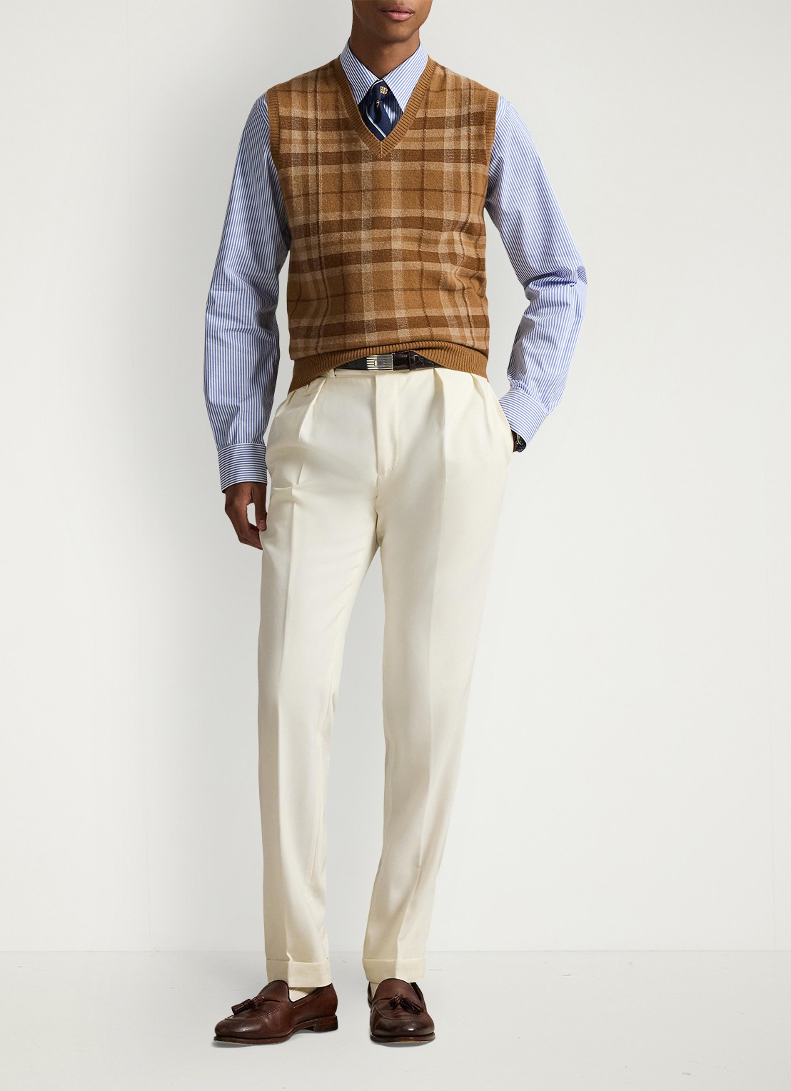 Ralph Lauren Fijngebreide spencer van kasjmier met ruitdessin - voorkant 5 brown combo-256z