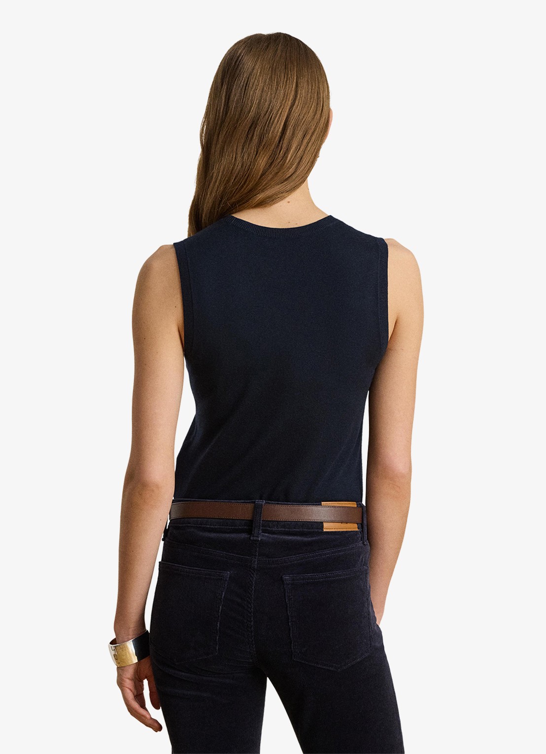 Ralph Lauren Fijngebreide top in zijdeblend - achterkant 5 lauren navy / blauw