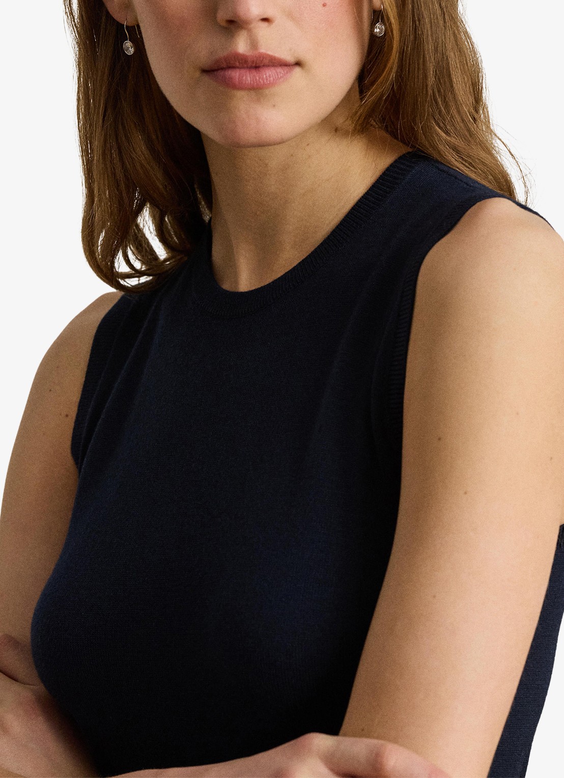 Ralph Lauren Fijngebreide top in zijdeblend - detail 4 lauren navy / blauw