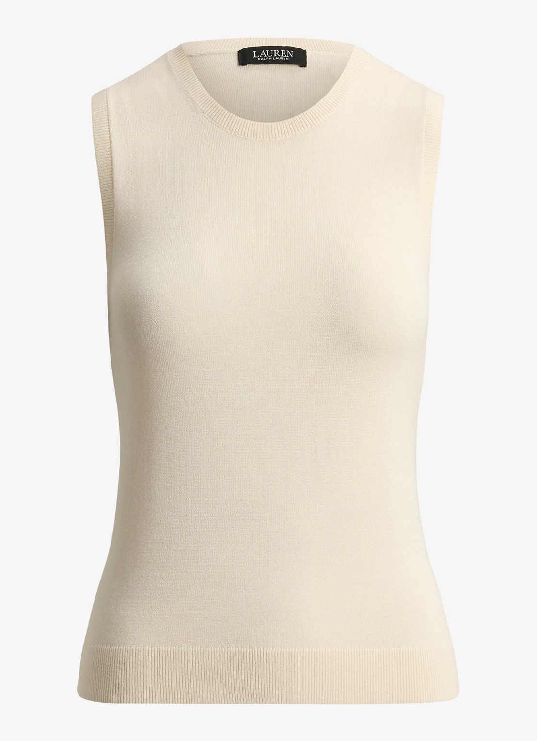 Ralph Lauren Fijngebreide top in zijdeblend - voorkant mascarpone crème / crème