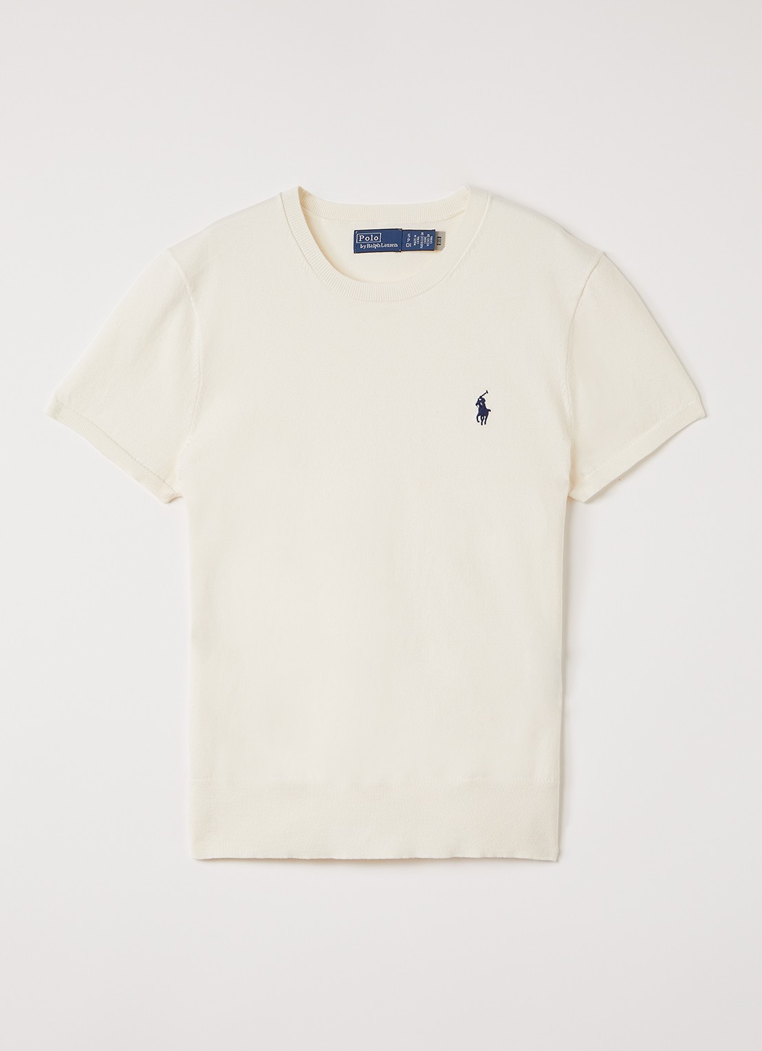 Ralph Lauren Fijngebreide top met logo - voorkant gebroken wit