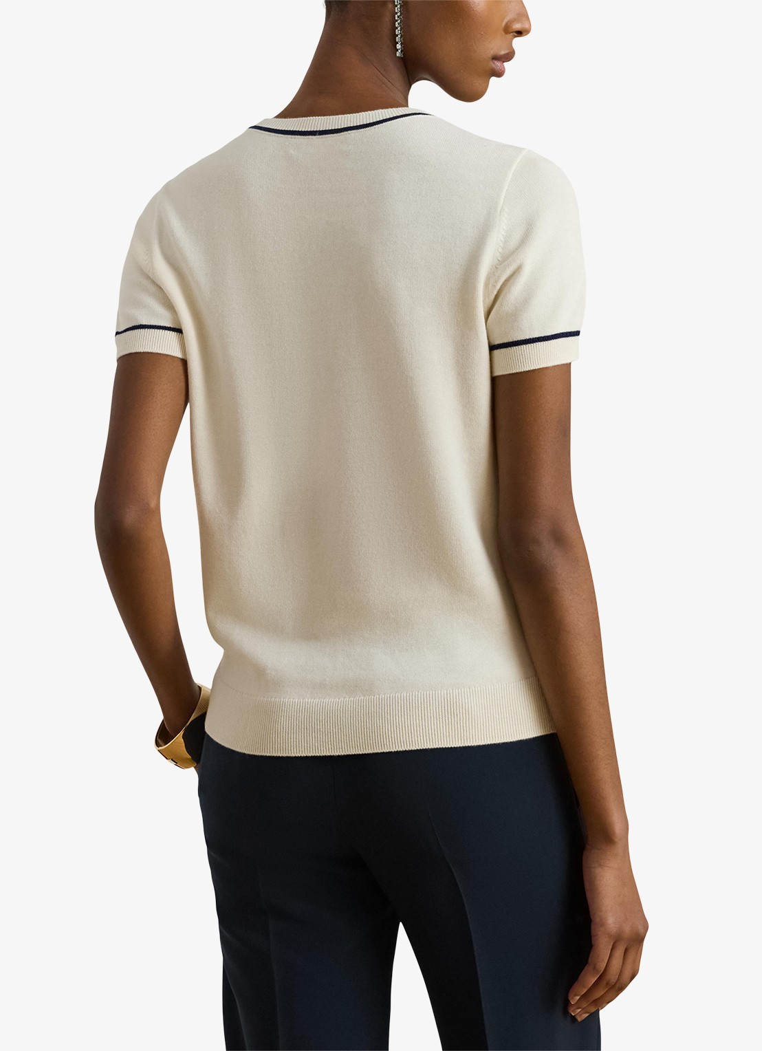 Ralph Lauren Fijngebreide top met logoborduring - achterkant 3 creme