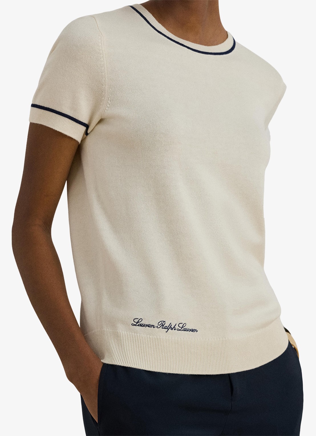 Ralph Lauren Fijngebreide top met logoborduring - detail 5 creme