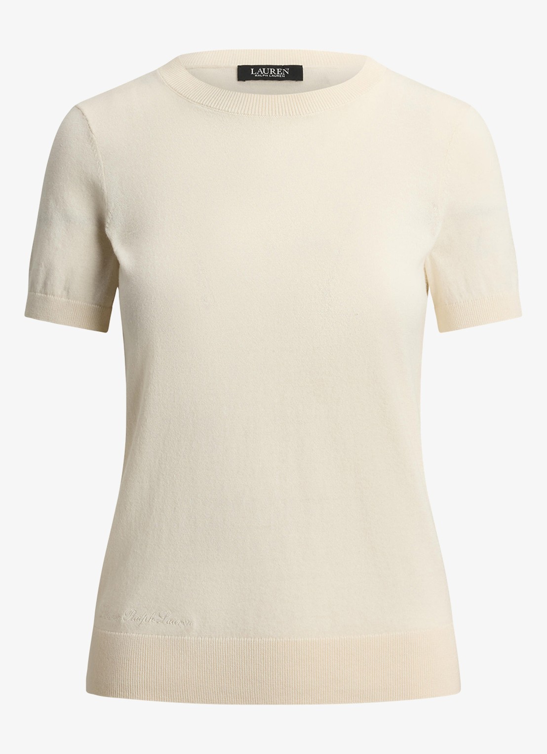 Ralph Lauren Fijngebreide top met logoborduring - voorkant mascarpone crème / crème