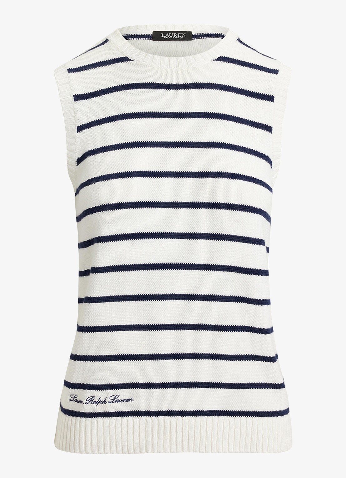 Ralph Lauren Fijngebreide top met streepprint - voorkant 2 wit