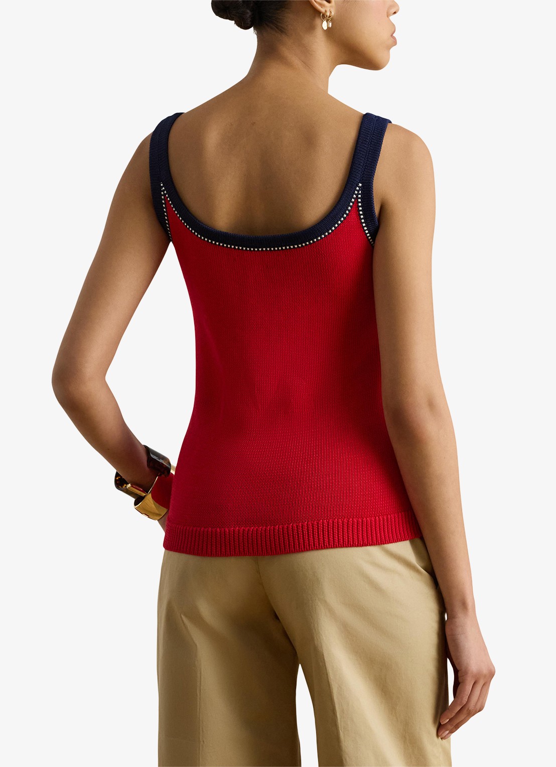 Ralph Lauren Fijngebreide top met stretch - achterkant 5 cruise red multi / rood