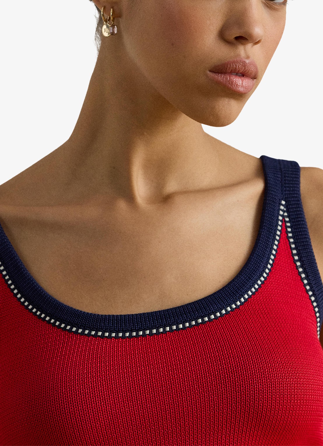 Ralph Lauren Fijngebreide top met stretch - detail 2 cruise red multi / rood