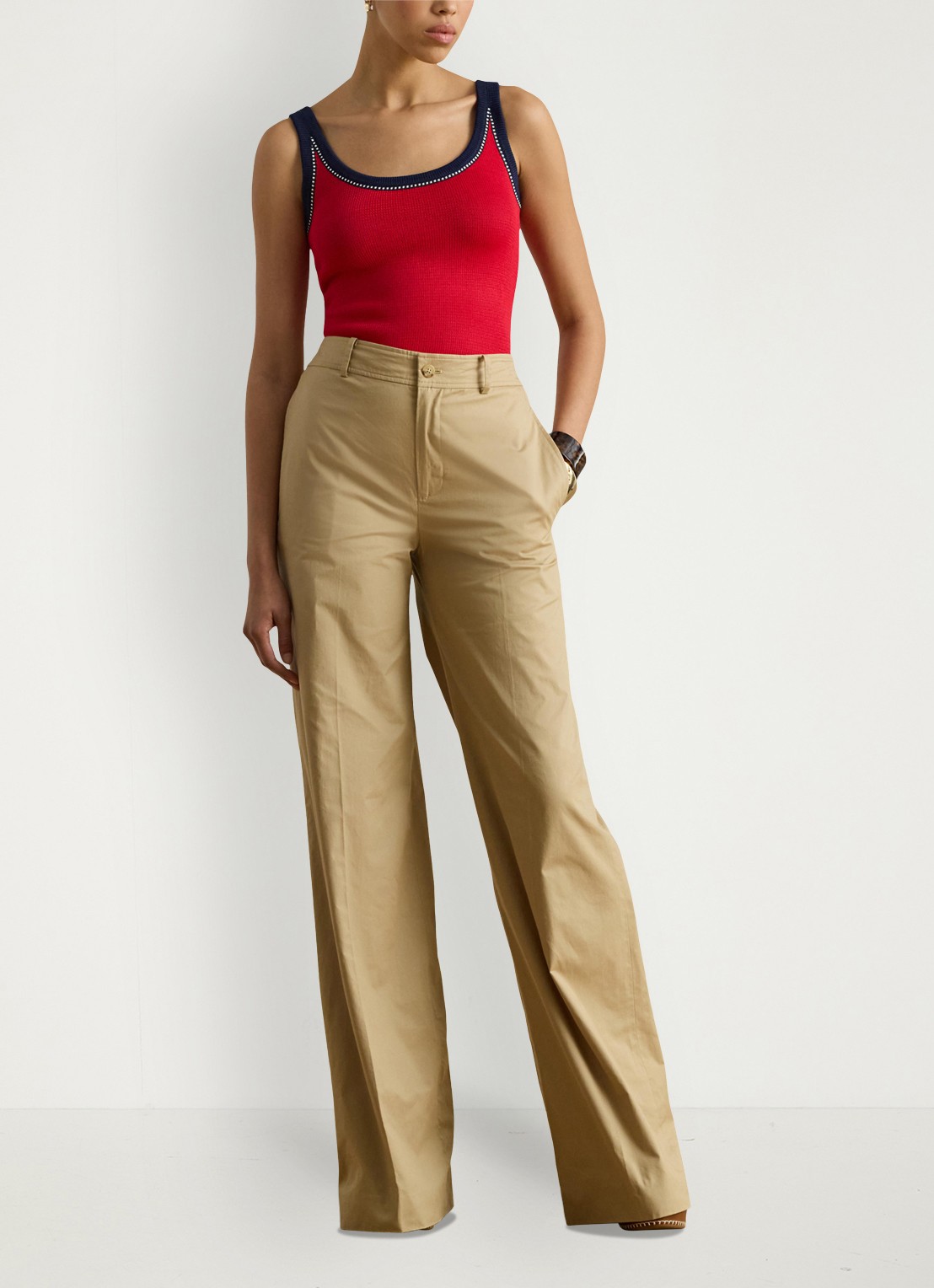 Ralph Lauren Fijngebreide top met stretch - voorkant 4 cruise red multi / rood