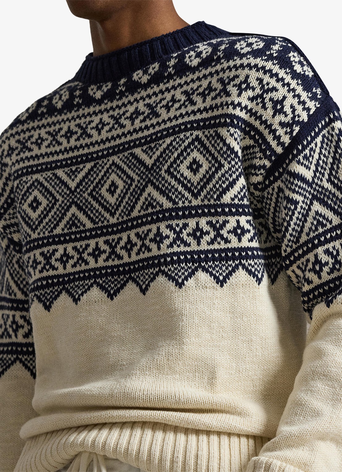 Ralph Lauren Fijngebreide trui in kasjmierblend met ingebreid patroon - detail 3 cream combo / creme