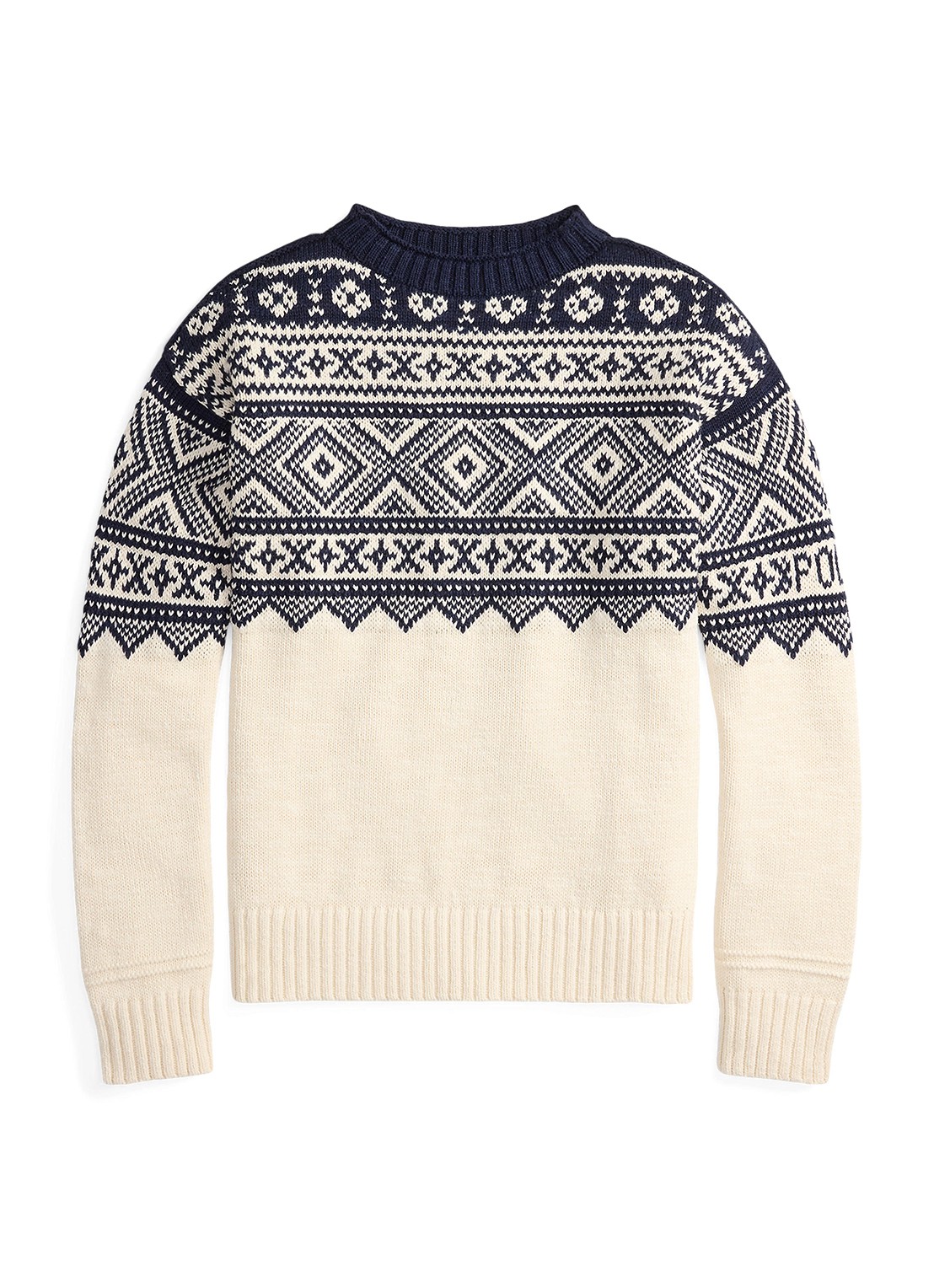 Ralph Lauren Fijngebreide trui in kasjmierblend met ingebreid patroon - voorkant 4 cream combo / creme