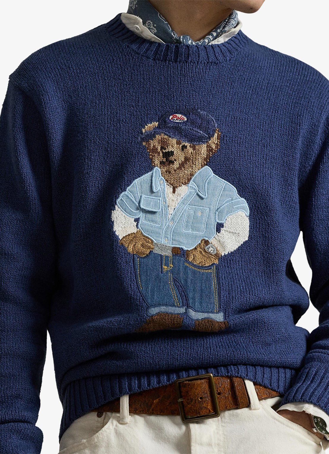 Ralph Lauren Fijngebreide trui in linnenblend met ingebreid patroon - detail 2 light navy-2zhw