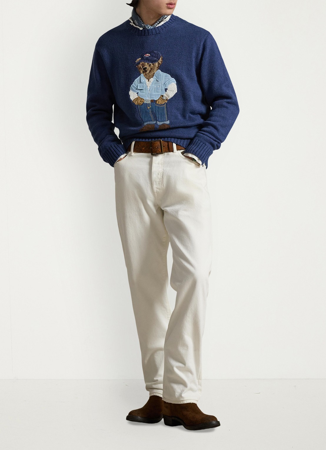 Ralph Lauren Fijngebreide trui in linnenblend met ingebreid patroon - voorkant 5 light navy-2zhw