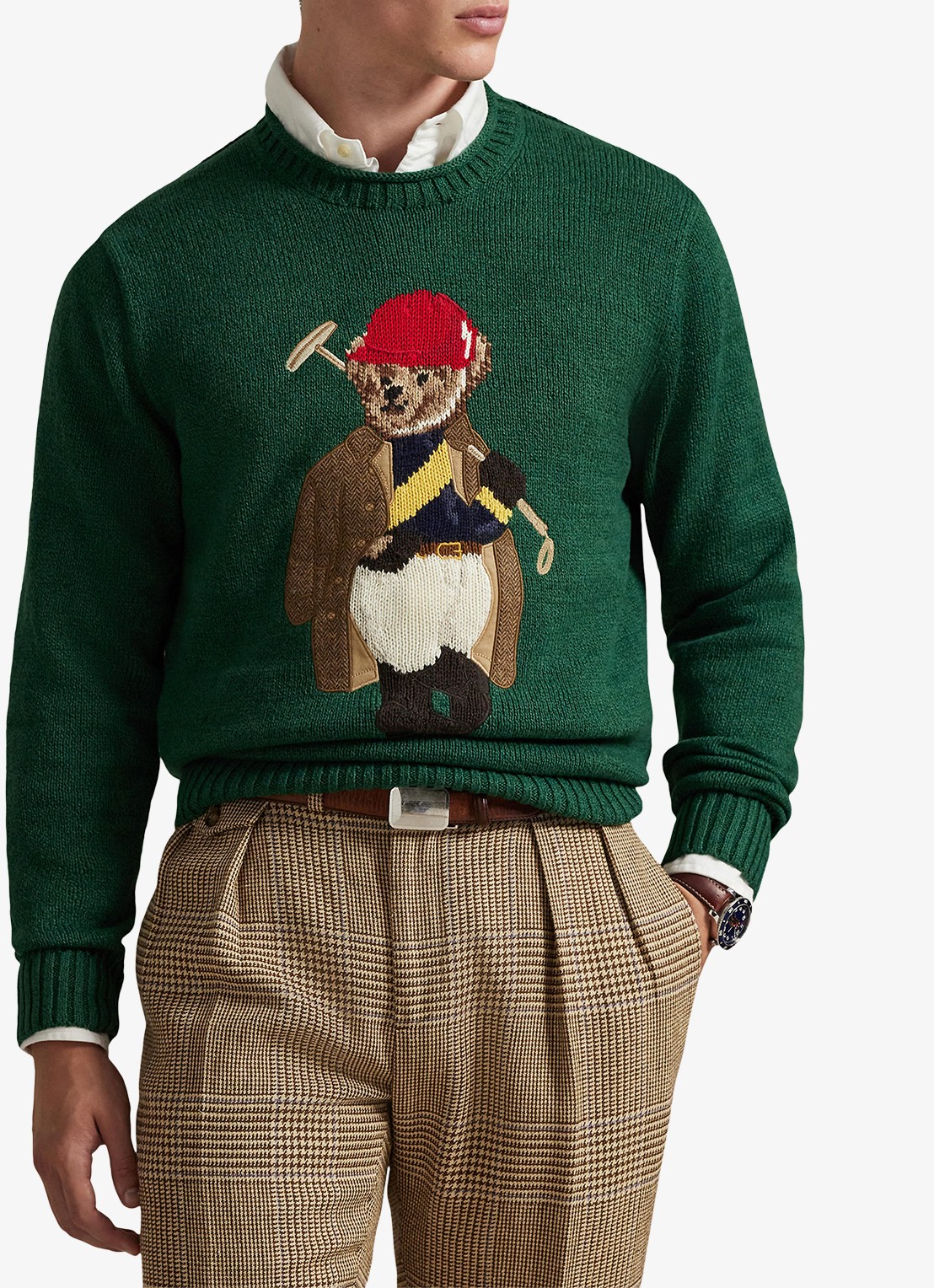 Ralph Lauren Fijngebreide trui in linnenblend met ingebreid patroon - detail 2 new forest-2z8d