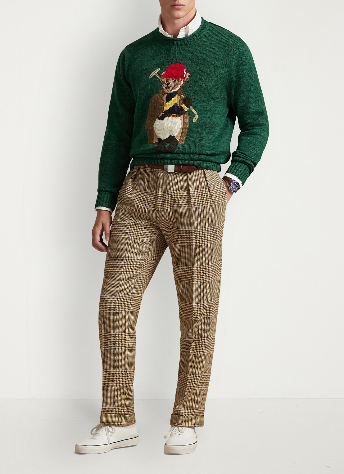 Ralph Lauren Fijngebreide trui in linnenblend met ingebreid patroon - voorkant 5 new forest-2z8d