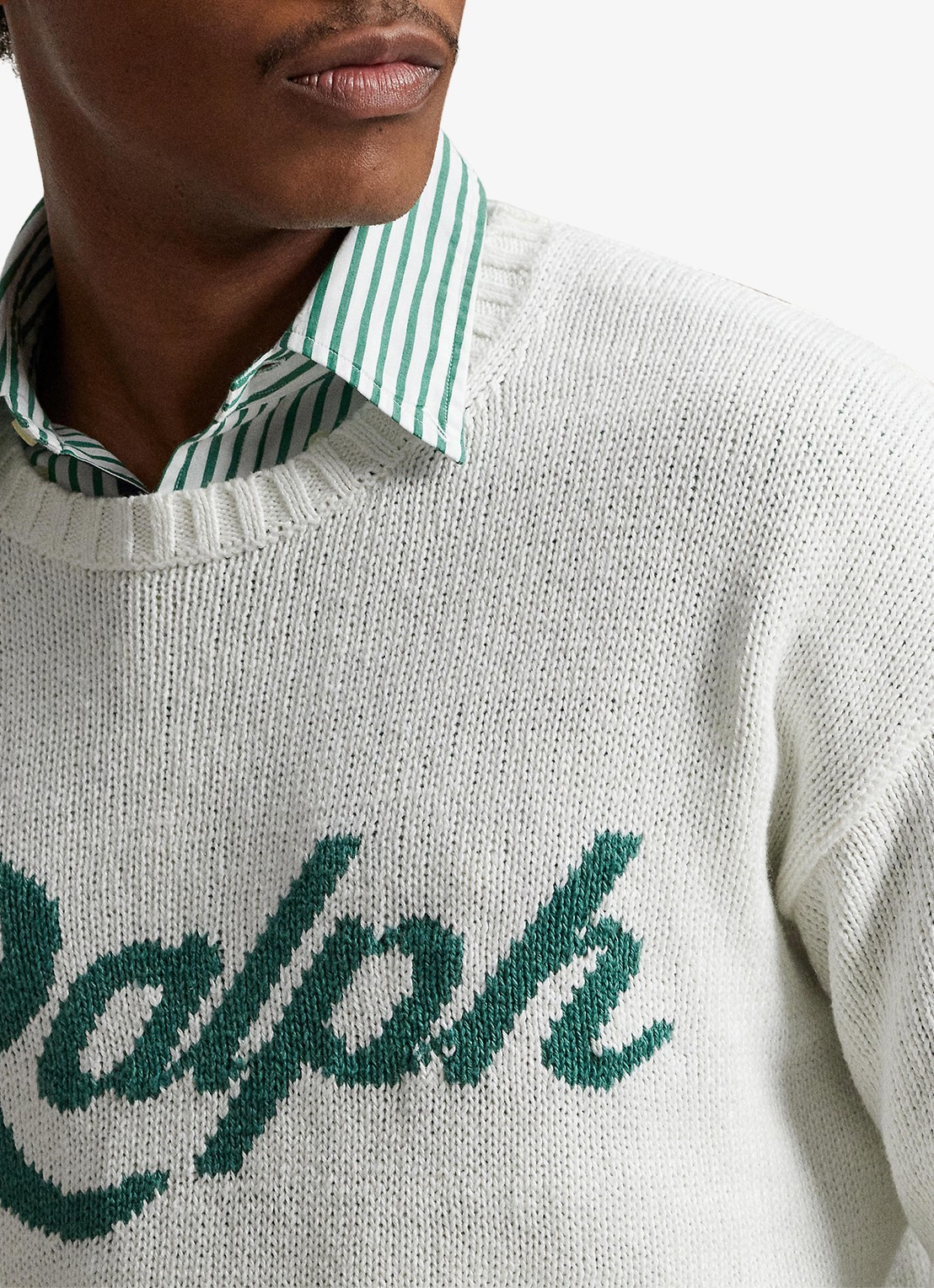 Ralph Lauren Fijngebreide trui in linnenblend met logoprint - detail 4 deckwash white combo-40jm