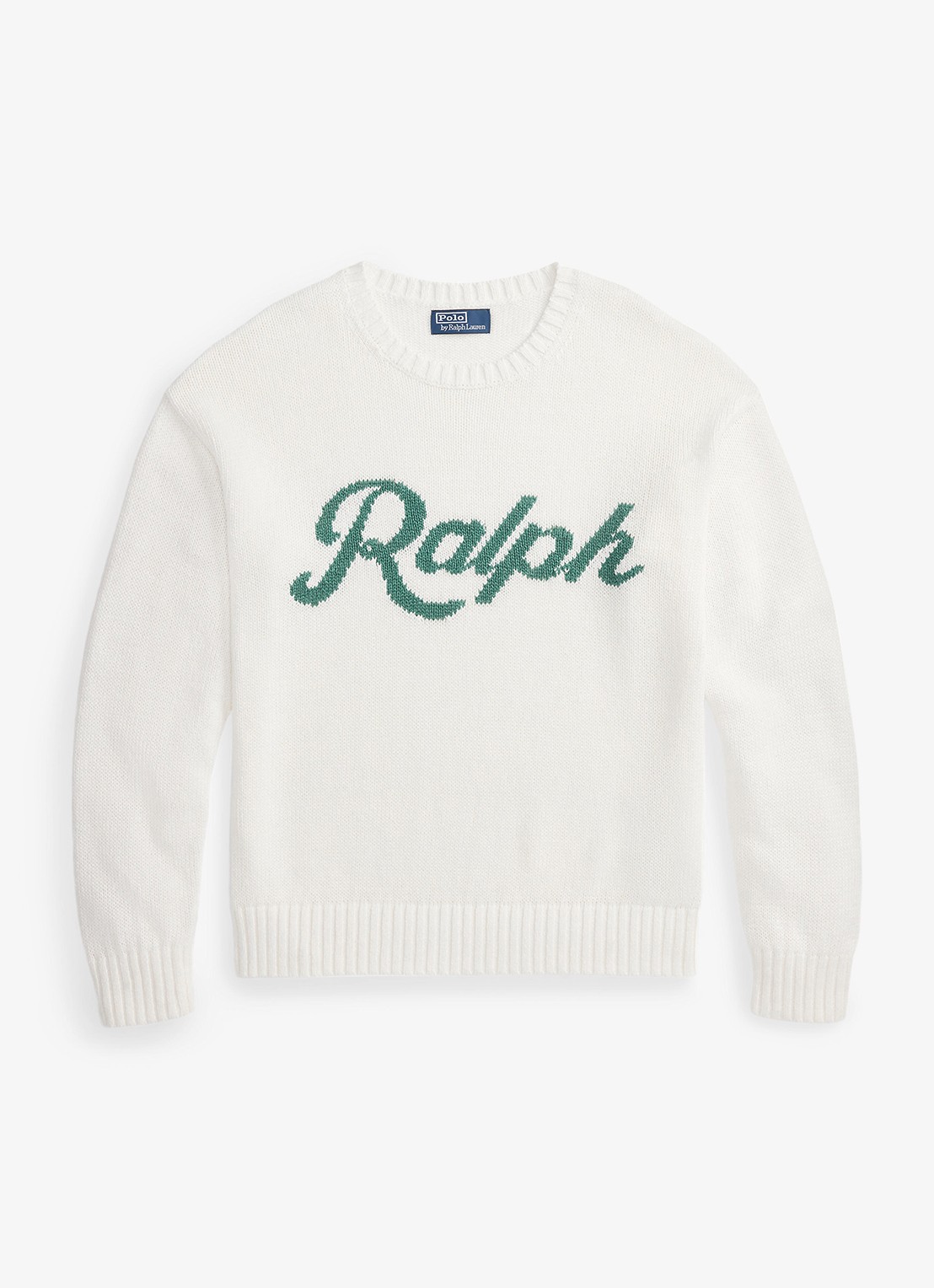 Ralph Lauren Fijngebreide trui in linnenblend met logoprint - voorkant deckwash white combo-40jm
