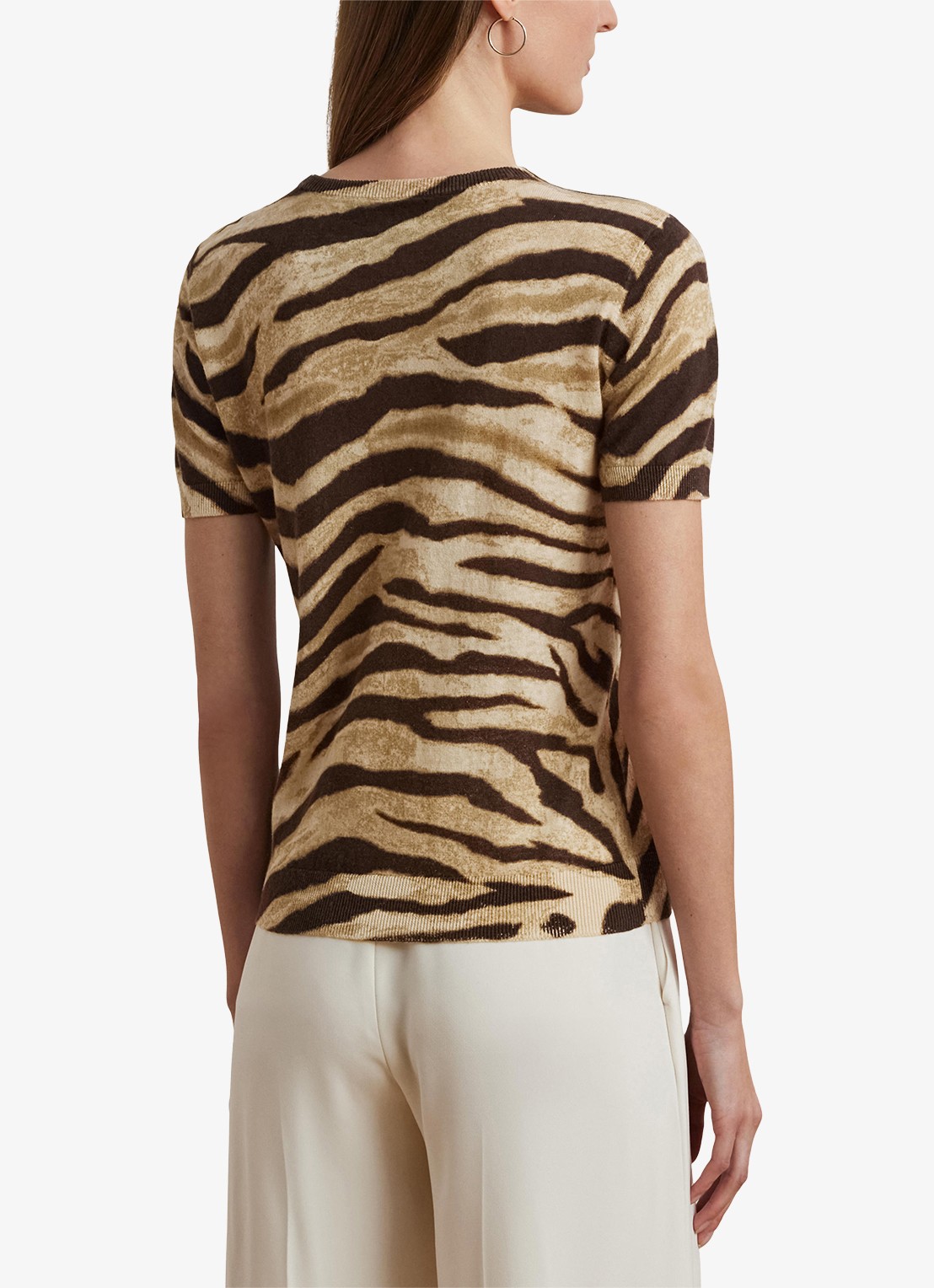Ralph Lauren Fijngebreide trui in linnenblend met print - achterkant bruin