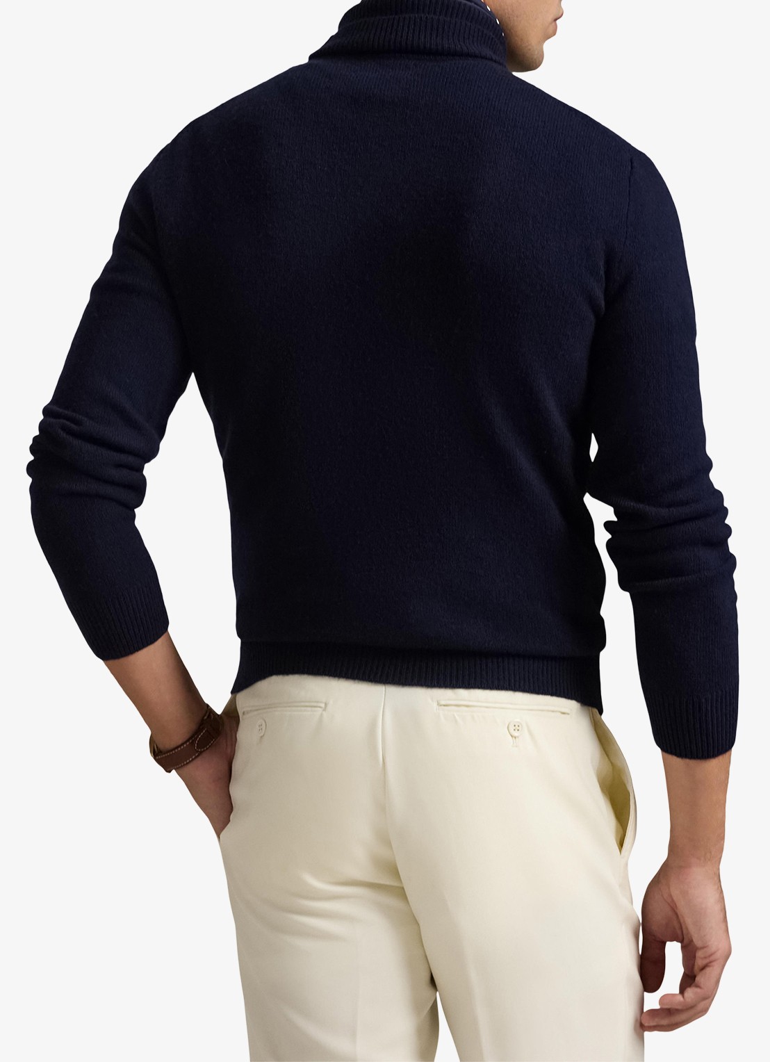 Ralph Lauren Fijngebreide trui in wolblend met col  - achterkant 5 donkerblauw
