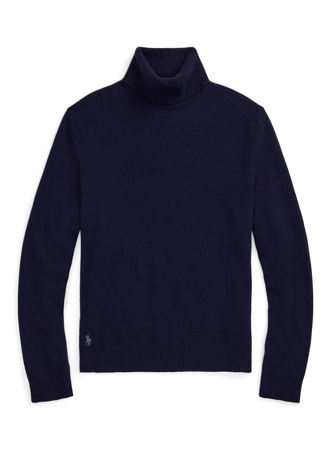 Ralph Lauren Fijngebreide trui in wolblend met col  - voorkant donkerblauw