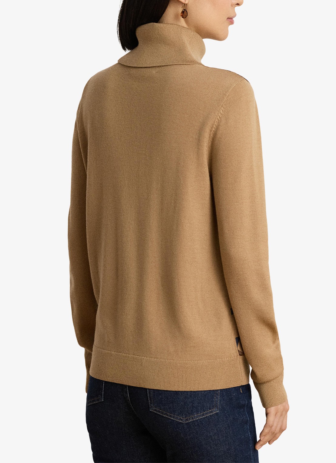 Ralph Lauren Fijngebreide trui met col en print - achterkant 3 camel multi / beige