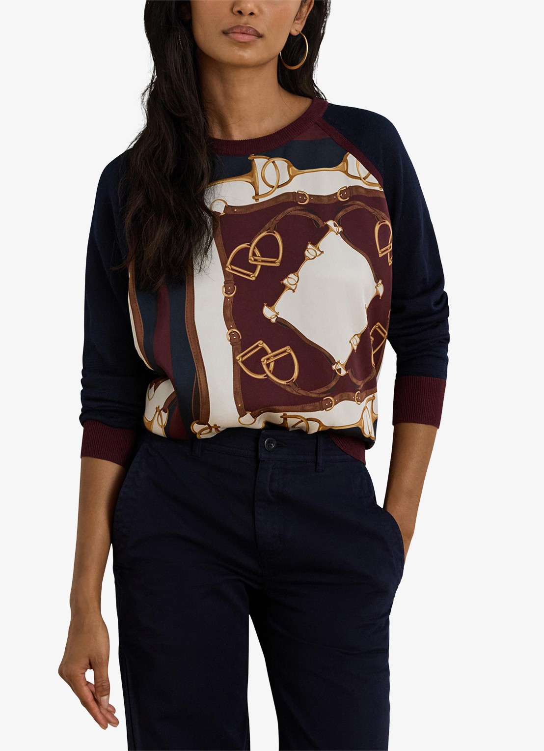 Ralph Lauren Fijngebreide trui met grafische print - detail 4 lauren navy / donkerblauw