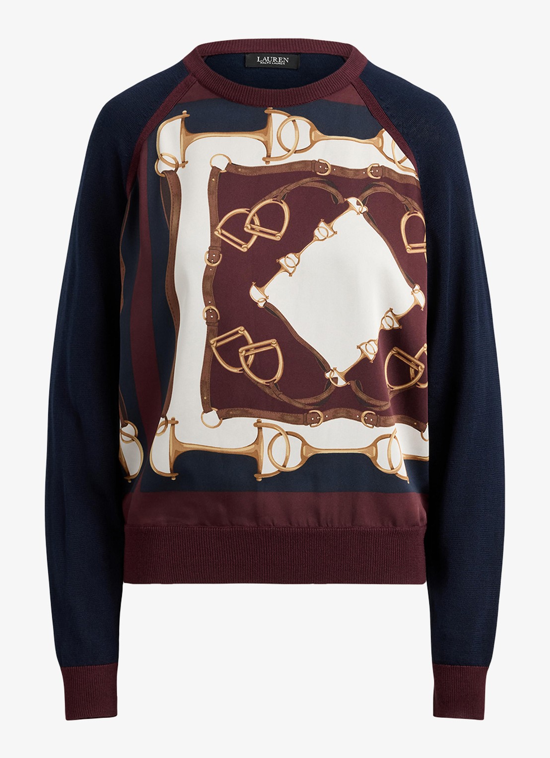 Ralph Lauren Fijngebreide trui met grafische print - voorkant 2 lauren navy / donkerblauw