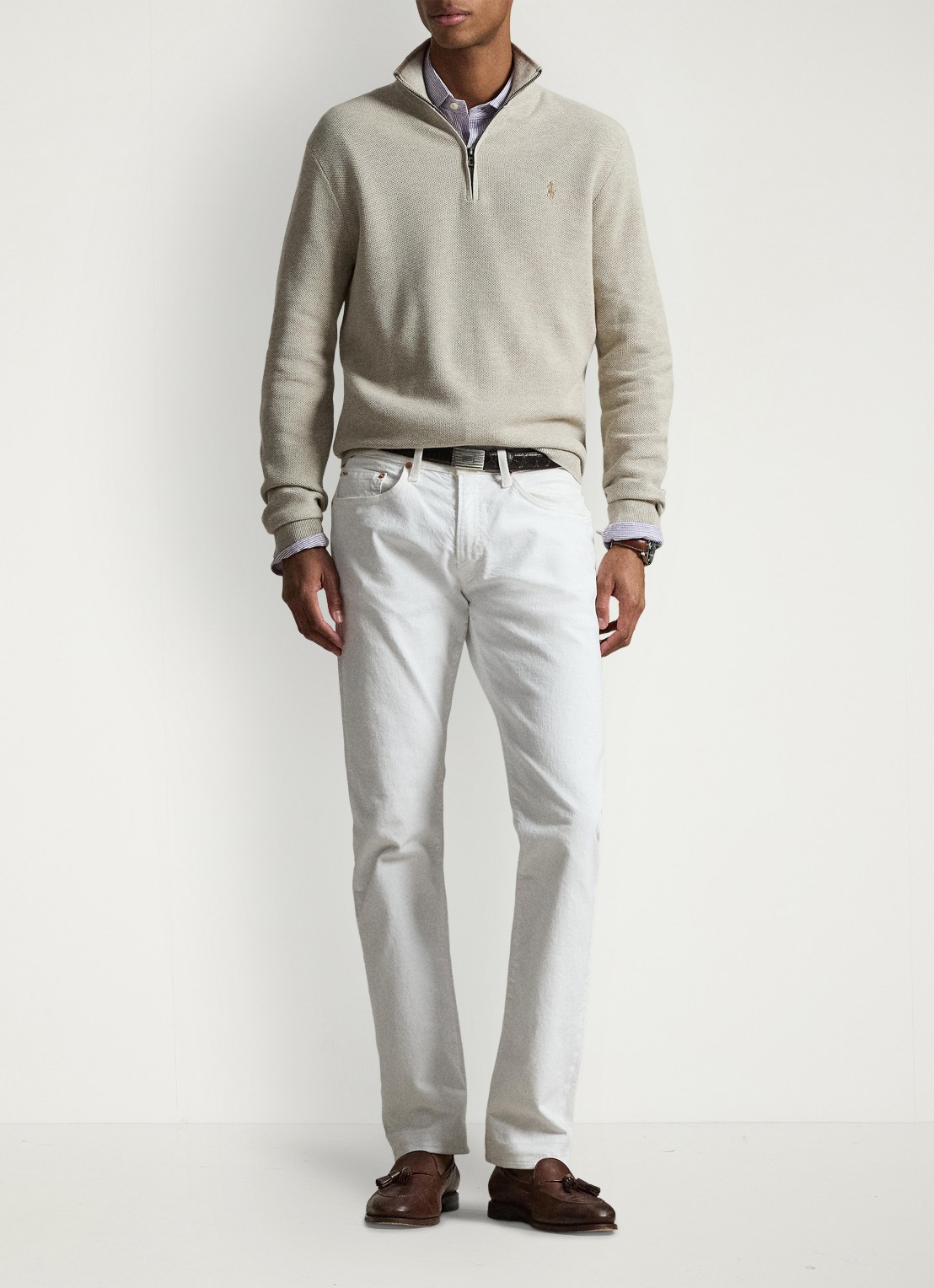 Ralph Lauren Fijngebreide trui met halve rits en logoborduring - detail 4 light walnut brown / brown
