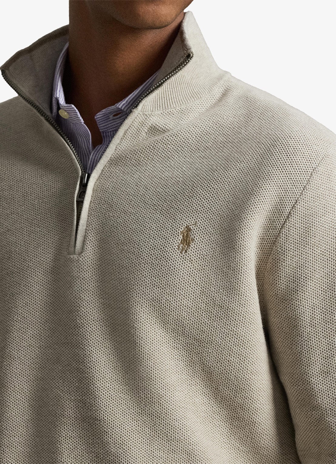 Ralph Lauren Fijngebreide trui met halve rits en logoborduring - detail 5 light walnut brown / brown