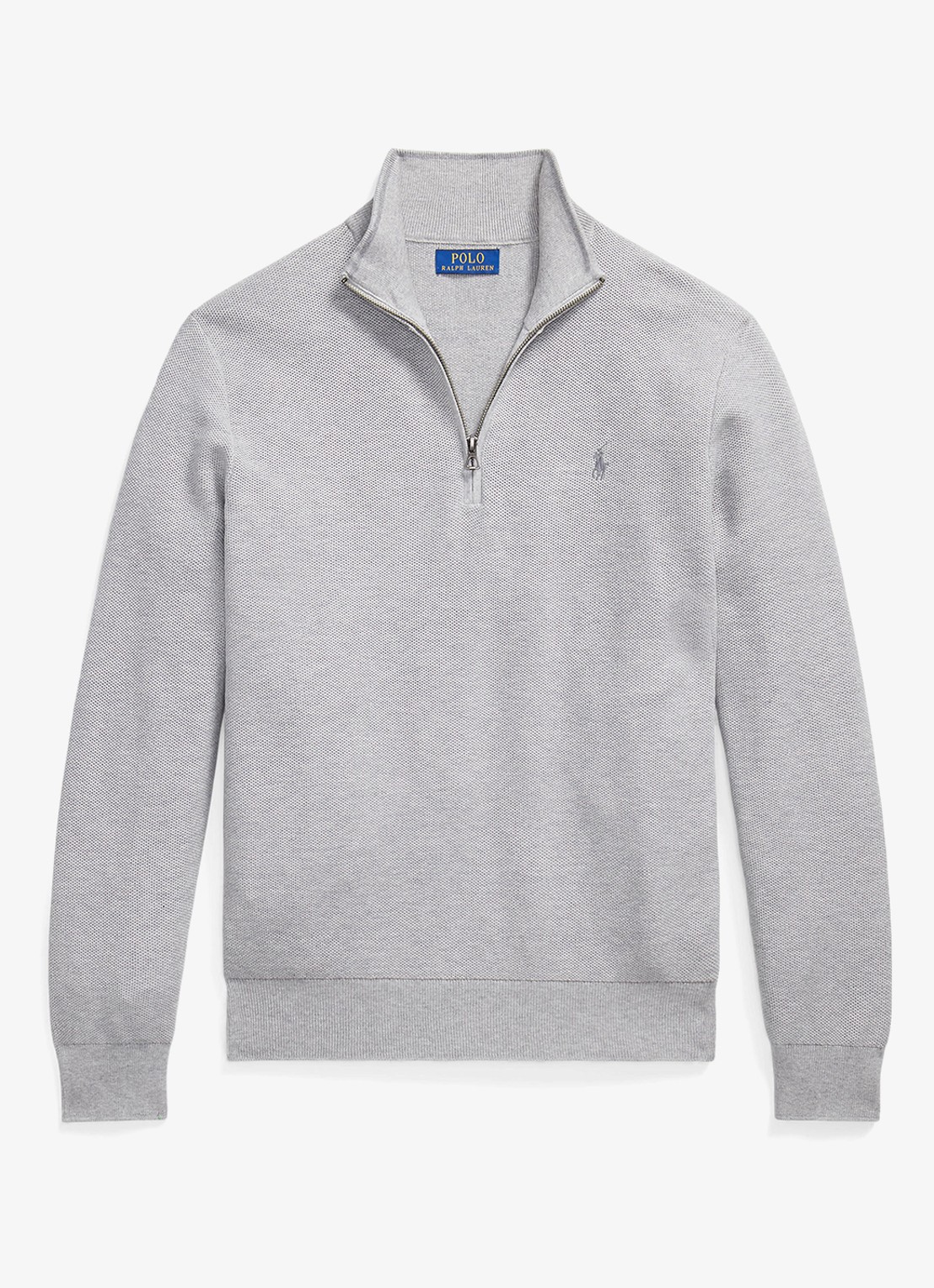 Ralph Lauren Fijngebreide trui met halve rits en logoborduring - voorkant andover heather / grijs