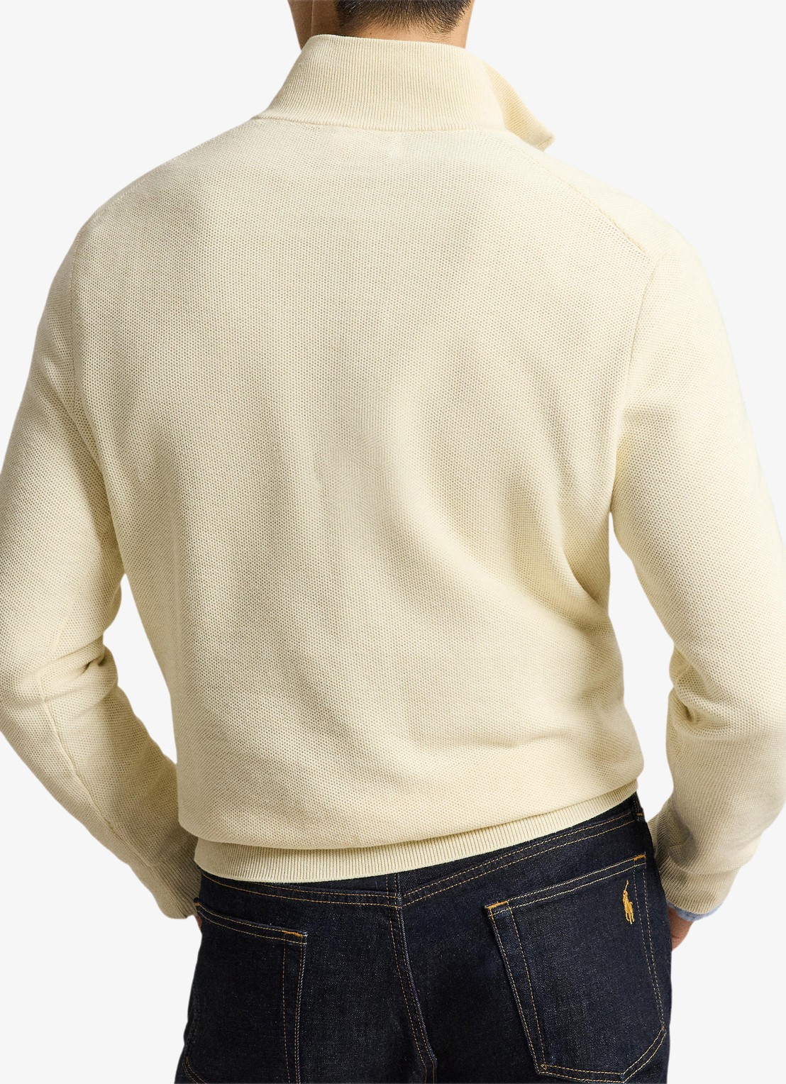 Ralph Lauren Fijngebreide trui met halve rits en logoborduring - achterkant 3 andover cream / crème