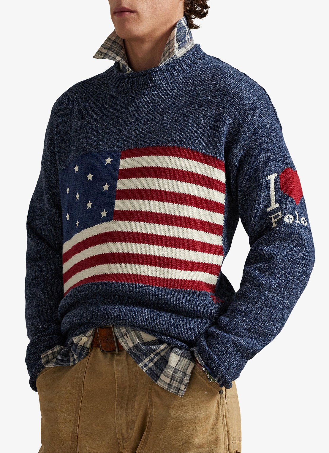 Ralph Lauren Fijngebreide trui met ingebreid patroon - detail 4 blue marl / blauw