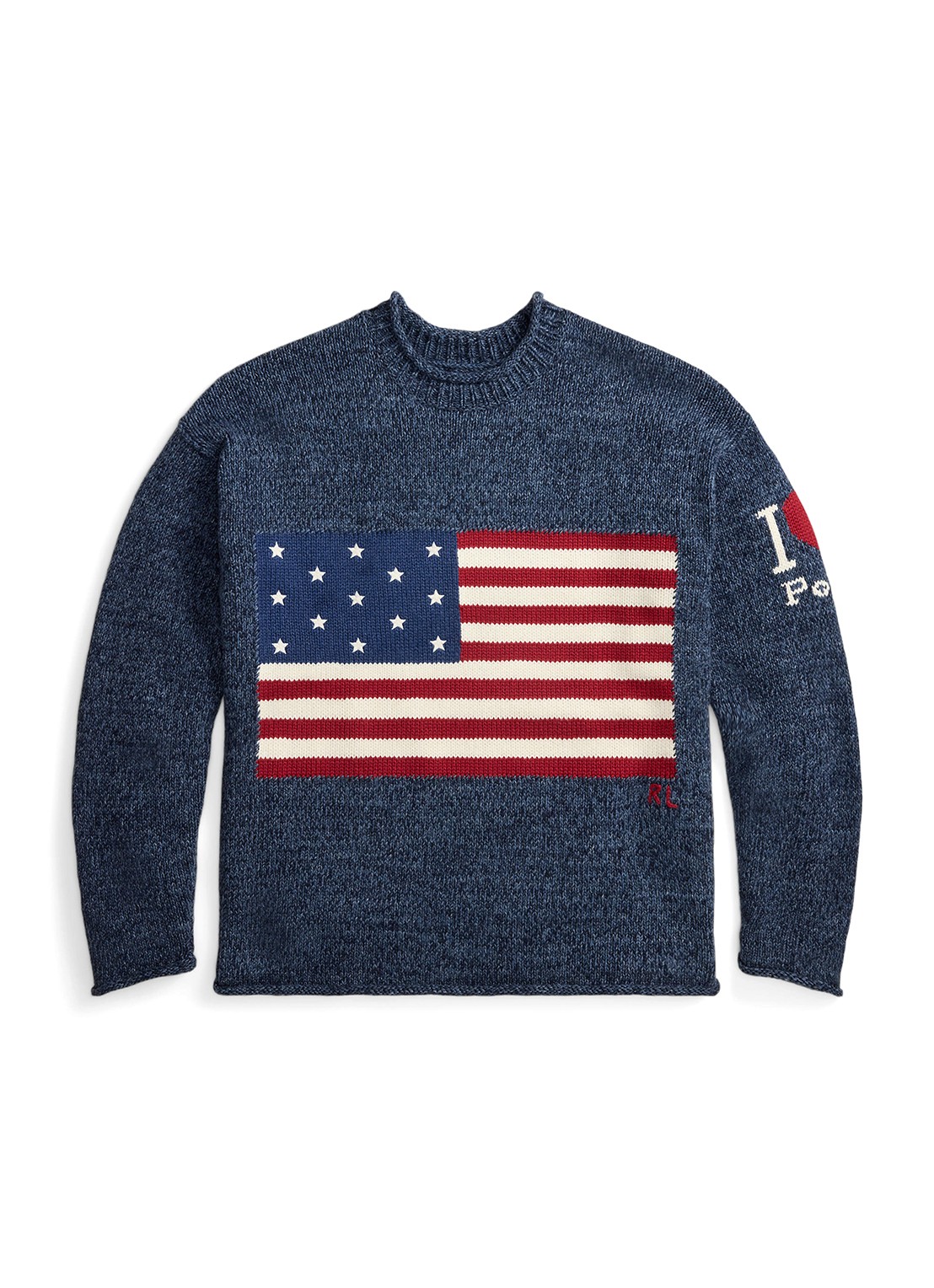 Ralph Lauren Fijngebreide trui met ingebreid patroon - voorkant 2 blue marl / blauw