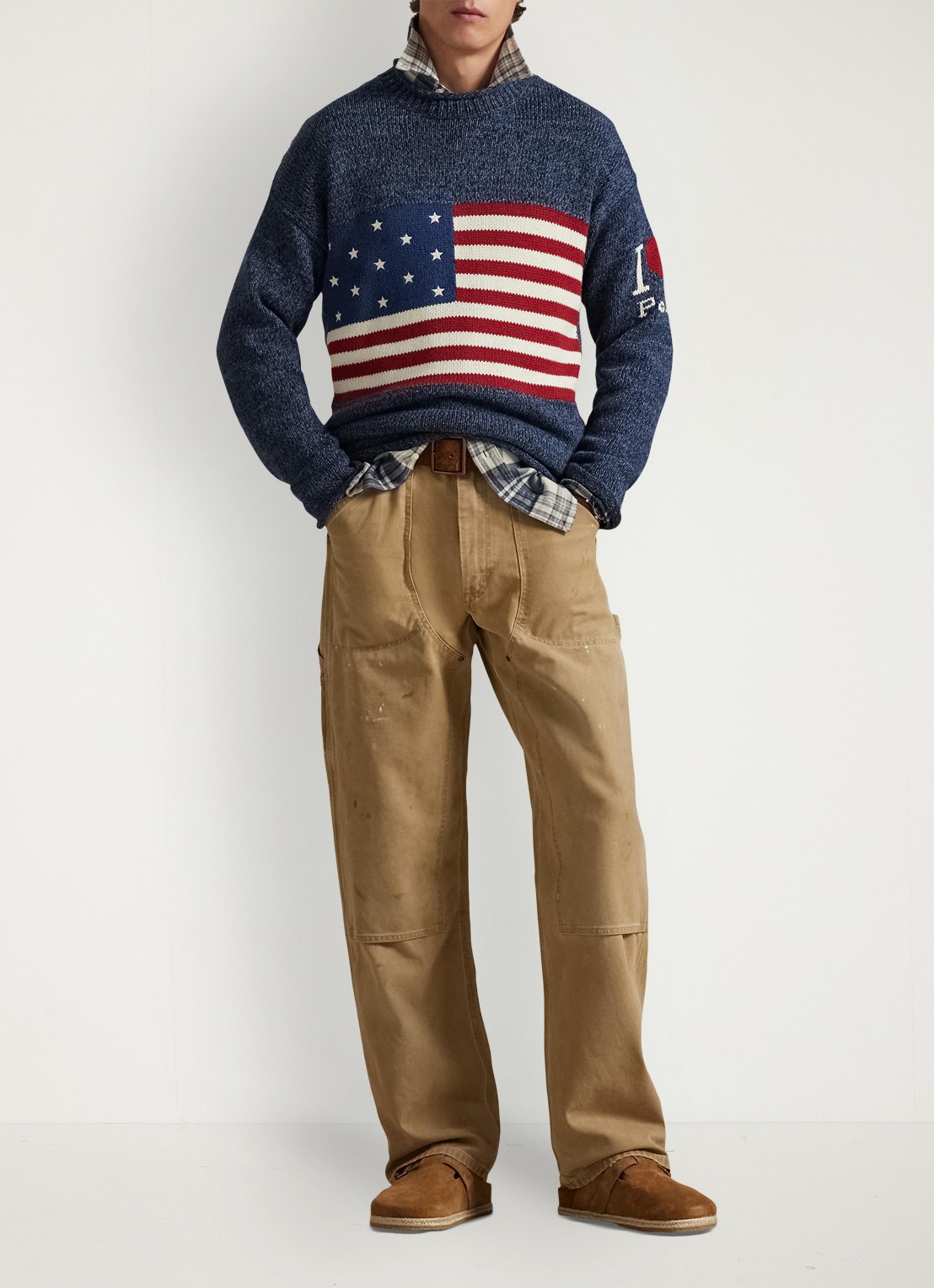 Ralph Lauren Fijngebreide trui met ingebreid patroon - voorkant 3 blue marl / blauw